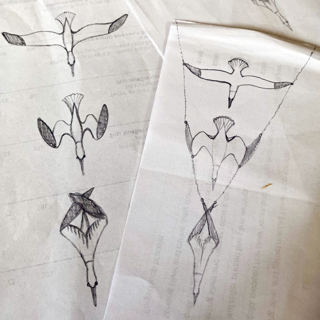 Gannet necklace sketches